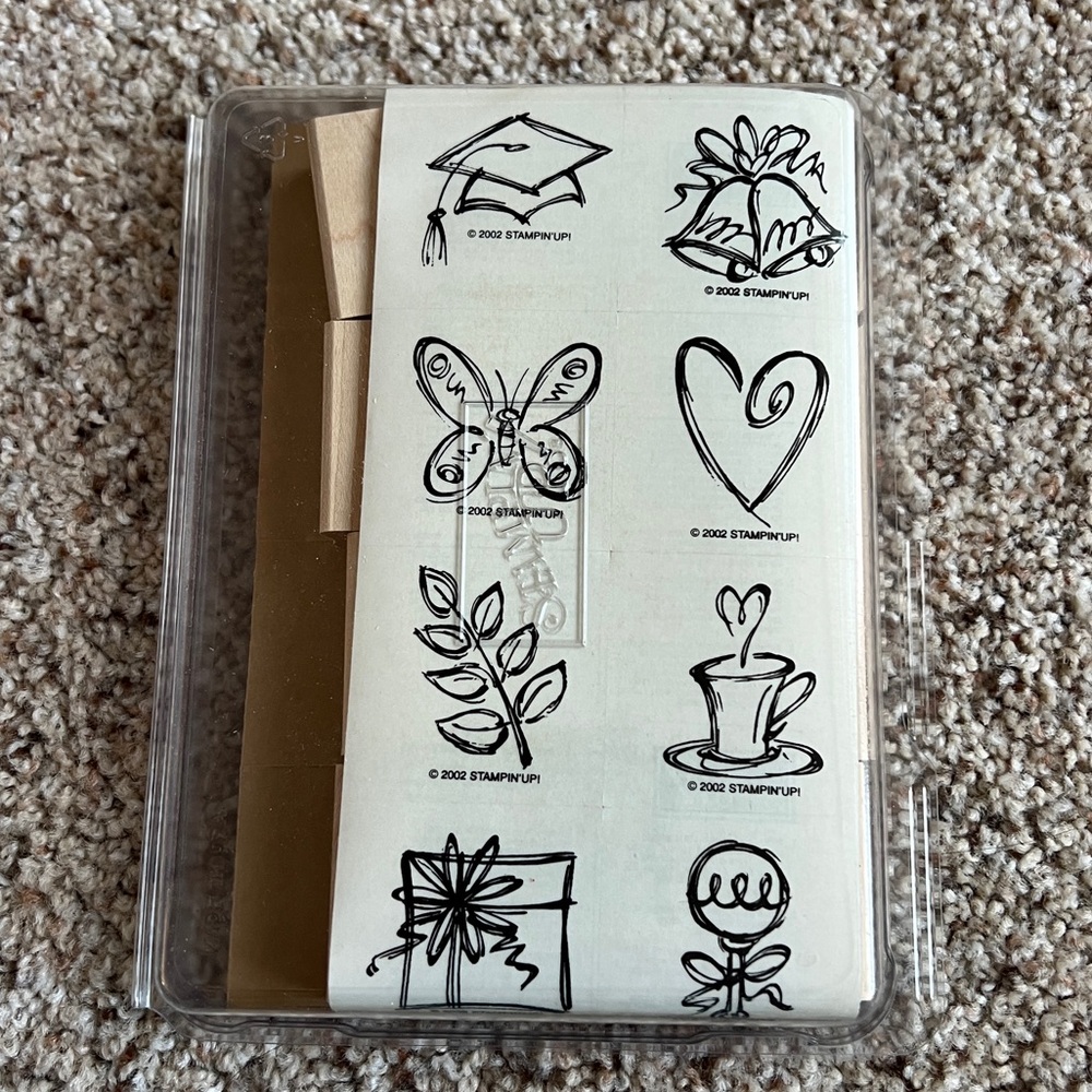 Stampin' Up! Black Line Mini Stamp Set with Heart, Butterfly & Floral Motifs